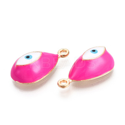 Rack Plating Light Gold Tone Alloy Enamel Pendants PALLOY-T077-230F-1