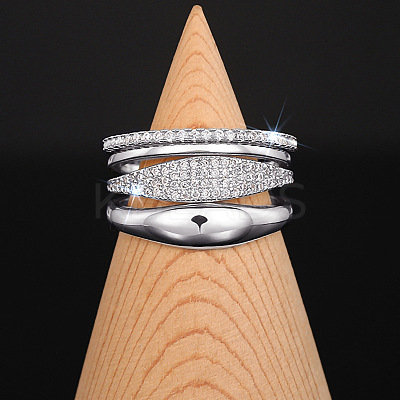4Pcs Brass Micro Pave Clear Cubic Zirconia Finger Rings & Brass Finger Rings Set FS-WG9B944-01-1