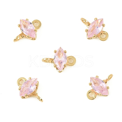Brass Pave Cubic Zirconia Horse Eye Connector Charms KK-P347-03G-1