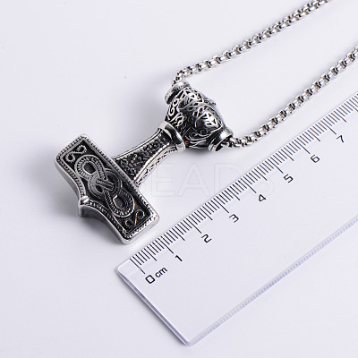 Viking 304 Stainless Steel Hammer Pendant Fashionable Street Style Necklaces for Trendy Men IS7390-1