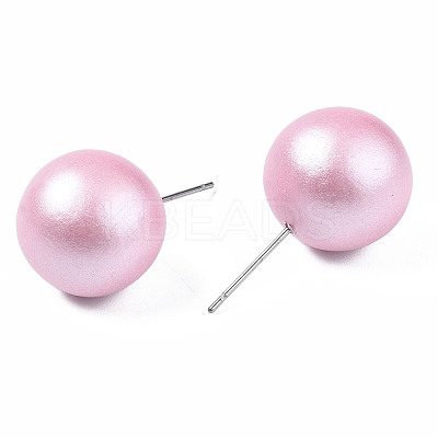 Painted Round Schima Wood Earrings for Girl Women EJEW-T017-01F-1