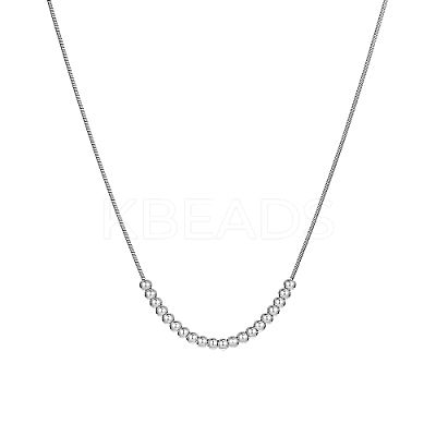 Non-Tarnish 304 Stainless Steel Round Beaded Pendant Necklaces for Women QC8128-2-1