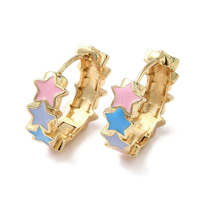 Star Real 18K Gold Plated Brass Hoop Earrings EJEW-L268-013G-02-1