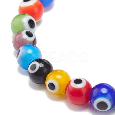 9Pcs 9 Color Handmade Evil Eye Lampwork Round Beaded Stretch Bracelets Set for Children BJEW-JB08899-1