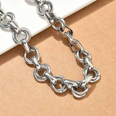 304 Stainless Steel Double Ring Link Chain Necklaces NJEW-S453-02G-A-1