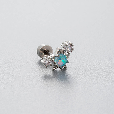 316L Surgical Stainless Steel Pave Light Sky Blue AB Color Cubic Zirconia Cartilage Earrings FS-WG97410-06-1