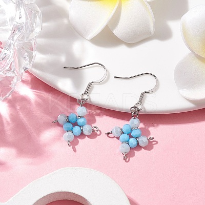 Rhombus Glass Beaded Dangle Earrings EJEW-JE05768-1