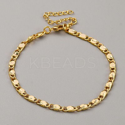 Brass Oval Chain Bracelets for Women BJEW-WH20006-06G-1