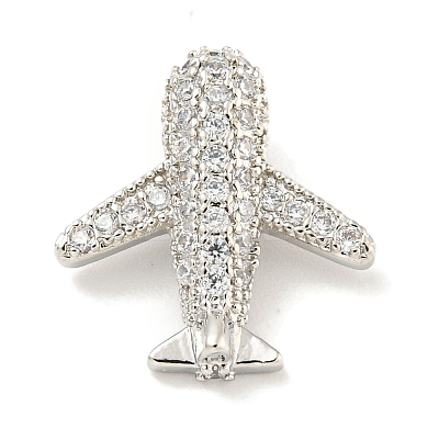 Rack Plating Brass Micro Pave Clear Cubic Zirconia Pendants KK-B093-27P-1