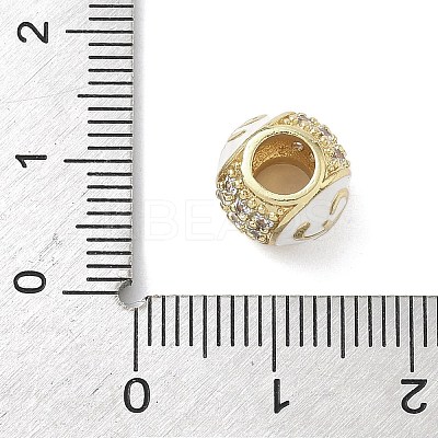 Real 18K Gold Plated Brass Micro Pave Cubic Zirconia Barrel European Beads KK-K368-19G-02-1