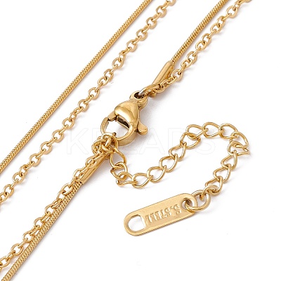 Crystal Rhinestone & Cross Pendants Double Layer Necklace NJEW-G074-55G-1