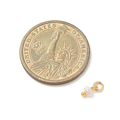 Natural Cultured Freshwater Pearl Rondelle Charms X-PALLOY-JF04393-02-1
