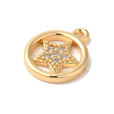 Brass Micro Pave Clear Cubic Zirconia Charms KK-M294-29G-1