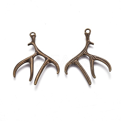 Tibetan Style Alloy Deer Antler Pendants LS-TIBEP-S261-AB-FF-1