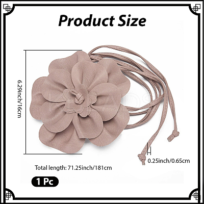 Flower PU Leather Wrap Waist Belts for Women AJEW-WH20816-058F-1