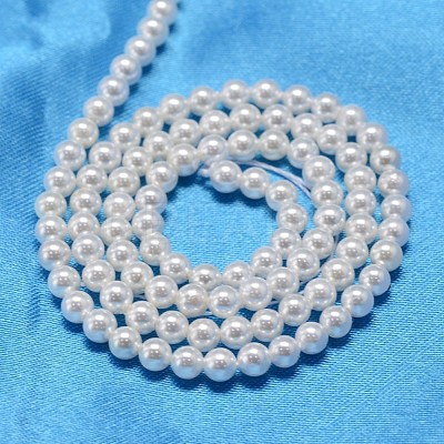 Round Shell Pearl Bead Strands X-BSHE-L011-3mm-A013-1