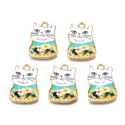 Rack Plating Alloy Enamel Pendants X-ENAM-T011-144A-1