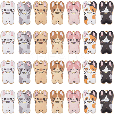 28Pcs 7 Colors Rack Plating Alloy Enamel Pendants FIND-SC0012-05-1