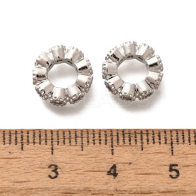 Rack Plating Brass Micro Pave Claer Cubic Zirconia European Beads KK-H508-15A-1