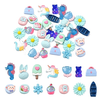 30Pcs 14 Styles Resin Decoden Cabochons CRES-YW0002-17-1