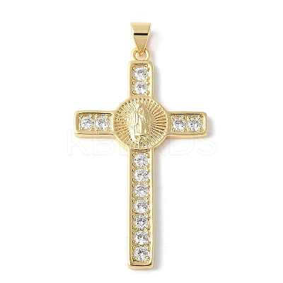 Brass Micro Pave Cubic Zirconia Cross Pendants ZIRC-I071-04G-01-1