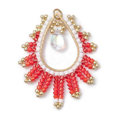 Handmade Glass Seeds Teardrop Pendants PALLOY-MZ00390-01-1