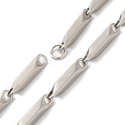 Non-Tarnish 201 Stainless Steel Rectangle Bar Link Chain Necklace NJEW-Q316-01A-P-1