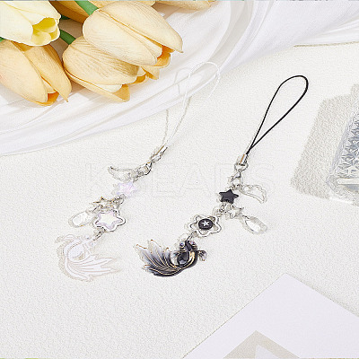 2Pcs 2 Colors Goldfish & Star Resin & Alloy Mobile Straps AJEW-LP0004-39-1