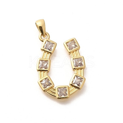 Rack Plating Brass Micro Pave Cubic Zirconia Pendants KK-M296-15G-1