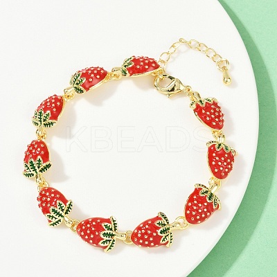 Brass Emenal Link Bracelets for Women BJEW-S175-01G-1