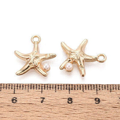 Rack Plating Alloy & Imitation Pearl Pendants ENAM-T024-04G-1