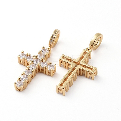 Brass Micro Pave Clear Cubic Zirconia Pendants X-ZIRC-L076-031G-1