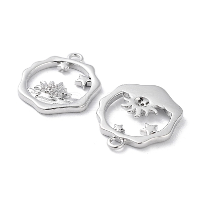 Brass Micro Pave Clear Cubic Zirconia Pendants KK-F871-38P-1