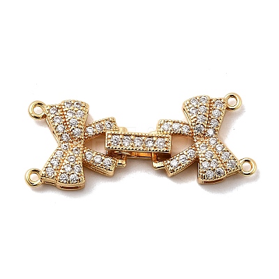 Brass Micro Pave Clear Cubic Zirconia Fold Over Clasps KK-C075-29G-1