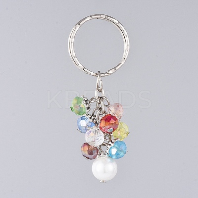 Electroplate Glass Beads Cluster Keychain KEYC-JKC00218-M-1