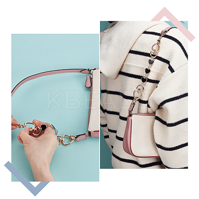 3Pcs 3 Styles Moon Star Heart Alloy Enamel Link Bag Extension Chains AJEW-GA0008-26B-1