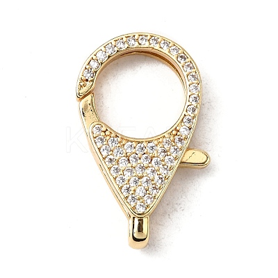 Brass Clear Cubic Zirconia Lobster Claw Clasps KK-Z078-49C-G-1