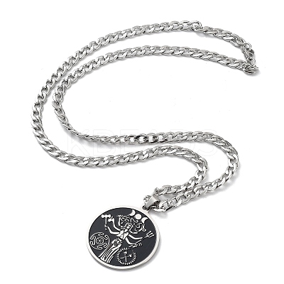 201 Stainless Steel Enamel Pendant Necklace NJEW-K253-20P-1