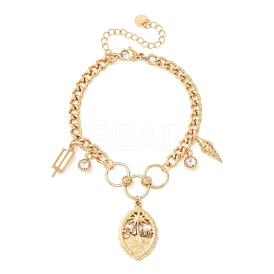 Summer 304 Stainless Steel Charm Bracelets BJEW-C135-03G-1