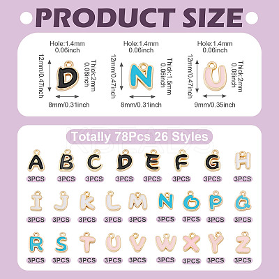 78Pcs 26 Styles Alloy Enamel Charms ENAM-TA0003-52-1
