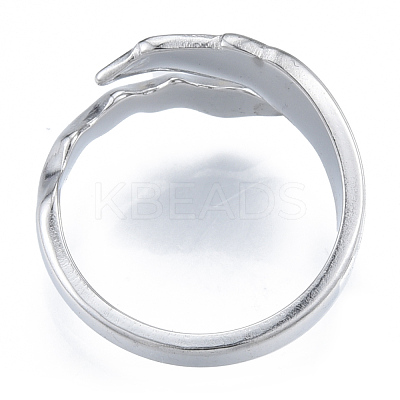 Non-Tarnish 304 Stainless Steel Leaf Cuff Rings RJEW-N038-125P-1