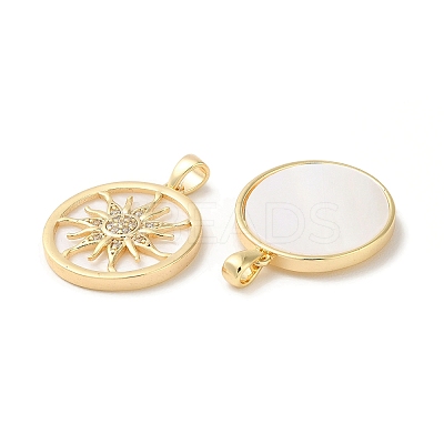 Natural White Shell Sun Pendants BSHE-Z003-08G-1
