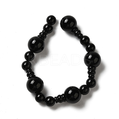 Dyed & Heated Natural Black Agate 3-Hole Guru Bead Strands G-K149-53-1