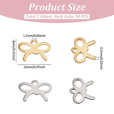 100Pcs 2 Colors 201 Stainless Steel Pendants STAS-UN0062-86-1