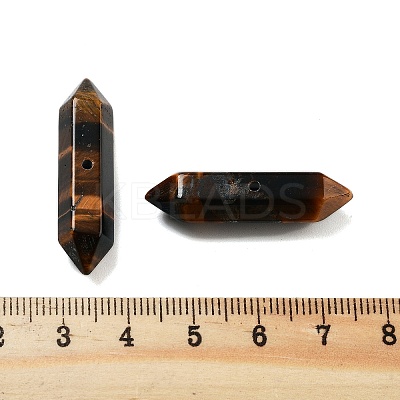 Natural Tiger Eye Double Terminal Pointed Beads G-A231-01C-1