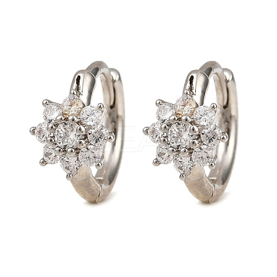 Brass Micro Pave Cubic Zirconia Hoop Earrings EJEW-S277-07P-1