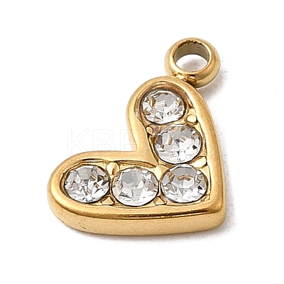 304 Stainless Steel with Rhinestone Pendants STAS-Z179-30G-1