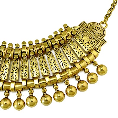 Tibetan Style Alloy Turkish Coin Tassel Chunky Bib Necklaces for Women FS-WG6DA7E-02-1