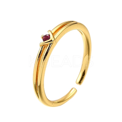 Brass Micro Pave Cubic Zirconia Cuff Rings for Women RJEW-H247-34G-02-1