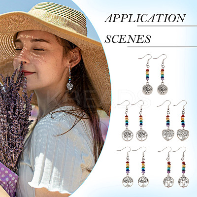 10 Pairs 5 Style Alloy Tree of Life Dangle Earrings EJEW-TA0001-31-1